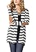 DREAGAL Women's Camel Suede Patch Striped Cardigan Gray Stripe, L