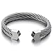COOLSTEELANDBEYOND Stainless Steel Two Rows Twisted Cable Adjustable Cuff Bangle Mens Womens Bracelet