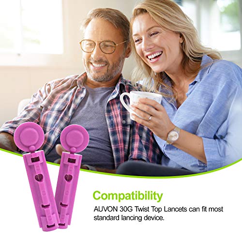 image for AUVON Blood Lancets, 30 Gauge 100 Twist Top Lancets with Less Pain Des