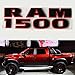 Yoaoo 2x OEM Black Ram 1500 Emblem Badge 3D Emblem Decals Nameplates Flat Letter Matte Red Frame