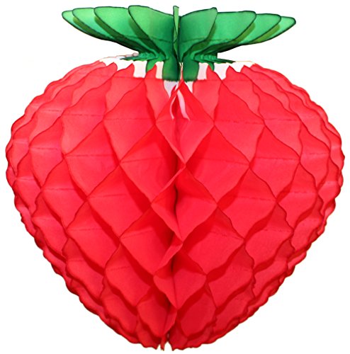 3-pack Extra-Large 16 Inch Honeycomb Tissue Paper Strawberry Fruit Party Decoration