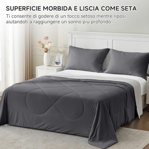 HOMFINE Cooling Blanket Bed – Super Soft Summer Blanket for Double Bed Q-Max>0.4 Cool Summer Blanket, Refreshing Cooling Blanket Breathable Summer Blankets, Grey, 270 x 230 cm