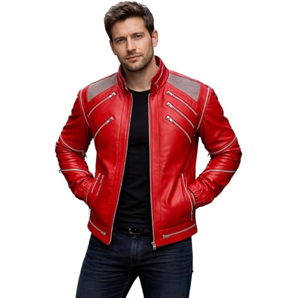 Amazon.com: Mens Beat It 80s Disco Thriller Rockstar Vintage Red