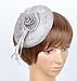 Womens Sinamay Fascinator Hat on Clip with Feather D-Grey
