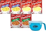 By The Cup Soup Bowl Bundle - Lipton Cup-a-Soup Instant Soup Pouches, Chicken Noodle with White Meat, Spring Vegetable and Cream of Chicken, 6-4 Count Boxes