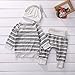 Newborn Baby Boys Girls Long Sleeve Striped T-Shirt Tops and Pants Outfit Set with Hat (12-24 Months, Grey)