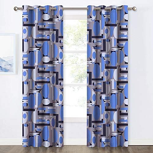 KGORGE Living Room Darkening Curtains - Eco-Friendly Energy Saving Drapes for Light Block, Window Draperies with Casual Geometric Shape Pattern, (Baby Blue Tone, 52" Width x 95" Long, 2 Pcs)