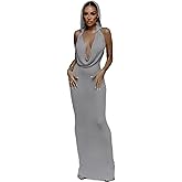 JasmyGirls Sexy Cover Ups for Swimsuit Cowl Neck Bikini Coverups Maxi Dress with Hooded
