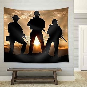 United States Army Rangers on The Sunset - Fabric Wall Tapestry Home Decor - 51x60 inches