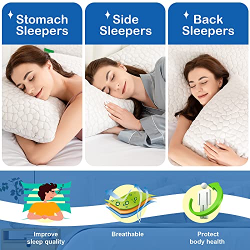 Cooling Bed Pillows for Sleeping 2 Pack Shredded Memory Foam Adjustable