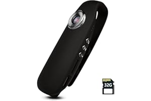 Tkiplay Mini Body Camera with Audio and Video Recording, HD 1080P Bodycam, Small Personal Police Body Cam, Clip on Wearable POV Camera with 32G SD Card, Motion Detection, Loop Record