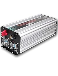 Inversor de potencia de onda sinusoidal pura Tellunow 3000 W, pico de 6000 W 12 V a 110 V CA 120 V, inversor de corriente CC de alta eficiencia con salidas de CA dobles y pantalla LCD para sistema solar de coche y emergencia (3000 W)
