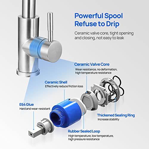 Camelot Kitchen Faucet with Pull Down Sprayer, Single Handle High Arc