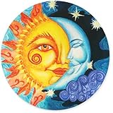 Round Mouse pad Gaming Mouse Pad Rubber Round Mouse Mat（7.87inchx7.87inch） (Sun and Moon Drawring)