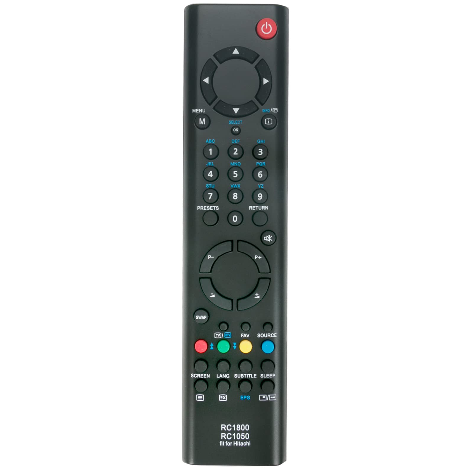 VINABTY RC1050 RC1800 Remote Control Compatible with hitachi TV L19HP04U L22HP04U L26HP04 L32HP03U L32HP04 L32VC04UB L37VC04U L42VC04U L42VC04 L42VC04UAB L42VC04UB 32WHD88 32LD30U 32LD8D20U