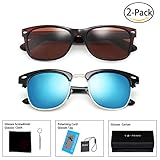 FEIDU Fashion 2 Pairs of Polarized Sunglasses Outdoor Driving Unisex Eyewear (brown/blue, black)