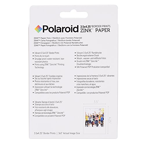 Zink Polaroid 3.5 x 4.25 inch Premium Zink Border Print Photo Paper (20 Sheets) Compatible with
