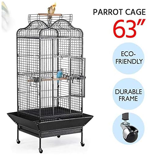 Yaheetech Wrought Iron Rolling Extra Large Open Playtop Bird Cage for