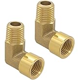 Hooshing 2PCS 90 Degree Street Elbow 1/4" NPT Male to 1/4" NPT Female Brass Pipe Fitting