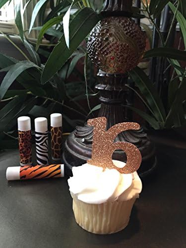 Swwet 16 Gold Glitter Cupcake Toppers -12 Pack Number Glitter Toppers - Birthday Decorations
