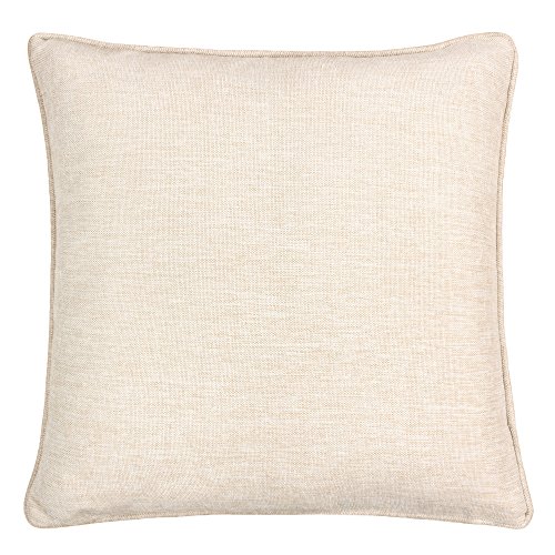 Homey Cozy Chenille Cotton Feel Throw Pillow Cover,Solid Beige Soft Blush Decorative Square Couch Cushion Pillow Case 20 x 20 Inch, Cover Only