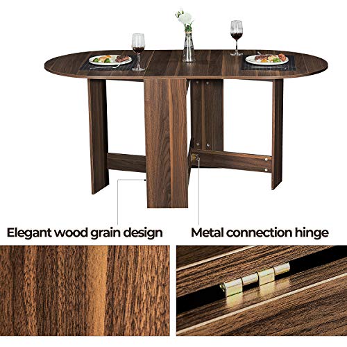 Tiptiper Folding Dining Table, Extendable Dinner Table with Wood Grain