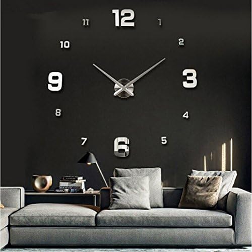 Diy quartz 3d wall clock Living Room big acrylic watch mirror stickers modern design home decor,Black