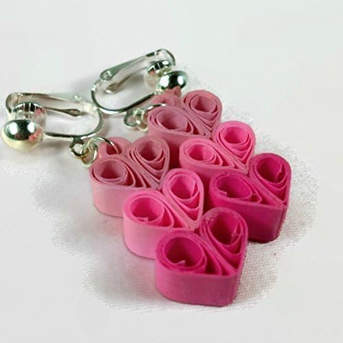 Paper Quilled Clip On Heart Earrings Womens Jewelry