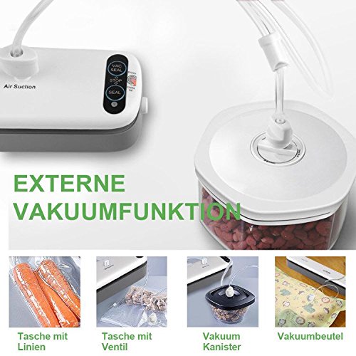 ACRATO VC10 Vakuumiergerät Kompakte Vakuumierer & Folienschweißgerät, 85W Max.30CM Schweißbereite, Absaug- und Schweißautomatik für 10x Frischer Lebensmittel, ink. 5 BAP freie Folienbeuteln Weiß