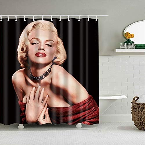 Frank Home Shower Curtain Set with Hooks Marilyn Monroe Bathroom Decor Mildew Resistant Antibacterial Waterproof Polyester Fabric Bathroom Accessories Bath Curtain 72 x 72 inches