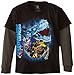Transformers Little Boys' Optimus Bumblebee Grimlock Long Sleeve Two-Fer Tee, Black/Charcoal, 7