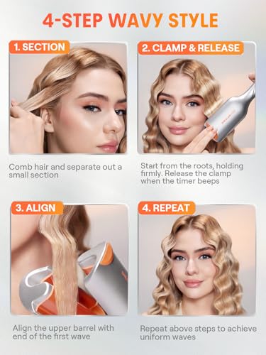 SHEGLAM Double Barrel Curling Iron 25 mm - Beach Waves, 5 Temperatures, Anti-Burn, Double Voltage