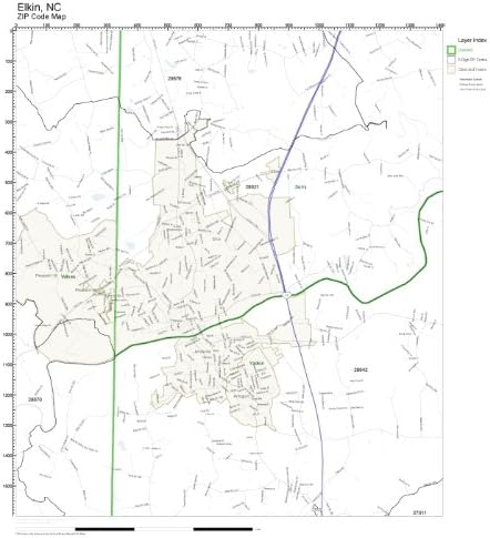 Amazon.com: ZIP Code Wall Map of Elkin, NC ZIP Code Map Not Laminated