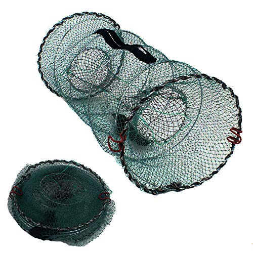 Pogah Folding Fish Trap Fishing Net - Collapsible Cast Mesh Landing Bait Net Crab Shrimp Minnow Crawfish Catfish (Small/9.84inch)