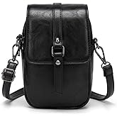 myfriday Small Leather Crossbody Bag for Women with Guitar Strap Mini Crossover Bags & Shoulder Purses with 2 Card Slots