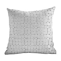 Matt Flowe Soft Pillow Case Geometric,Monochrome Grid with Stripes and Circles Minimalistic Futuristic Modern Design,Black White,Square Pillowcase Throw Cushion by Cushion Cover 18"X18"Inch