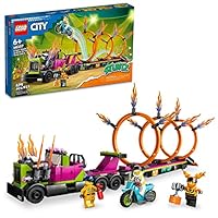 LEGO City Stuntz Stunt Truck & Ring of Fire Challenge 60357 with Flywheel-Powered Motorcycle Toy and Minifigures, Fun Gift for Kids Ages 6 Plus, 2023 Set