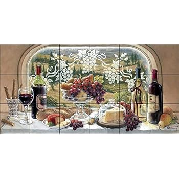 Ceramic Tile Mural - Harvest Celebration - by Janet Kruskamp - Kitchen backsplash/Bathroom Shower