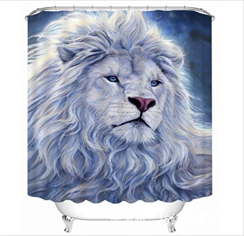 GFYWZ Polyester 3D White lion Visual space Digital printing Waterproof Mildew Resistant Shower curtain Bathroom Bathtub Cut off Occlusion Hanging curtains , 180200cm
