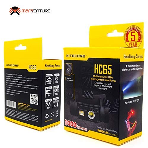 Nitecore HC65 V2 1750 Lumen Led Stirnlampe Wiederaufladbar USB C mit Rotlicht IP68 Wasserdicht – Bild 6