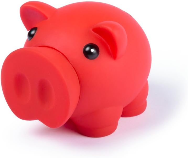 eBuyGB Novelty Piggy Pig Money Box for Coins and Cash, Red