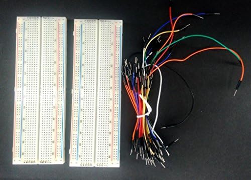 2PCS Professional Mini Solderless Breadboard,730 Ties PVC Circuit Test Breadboard HT-102 with 65 Pcs Jumper Wires various colors and various lengths HT-102-2