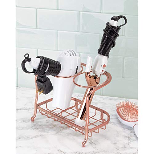 image for mDesign Metal Bathroom Vanity Countertop Hair Care & Styling Tool Stor