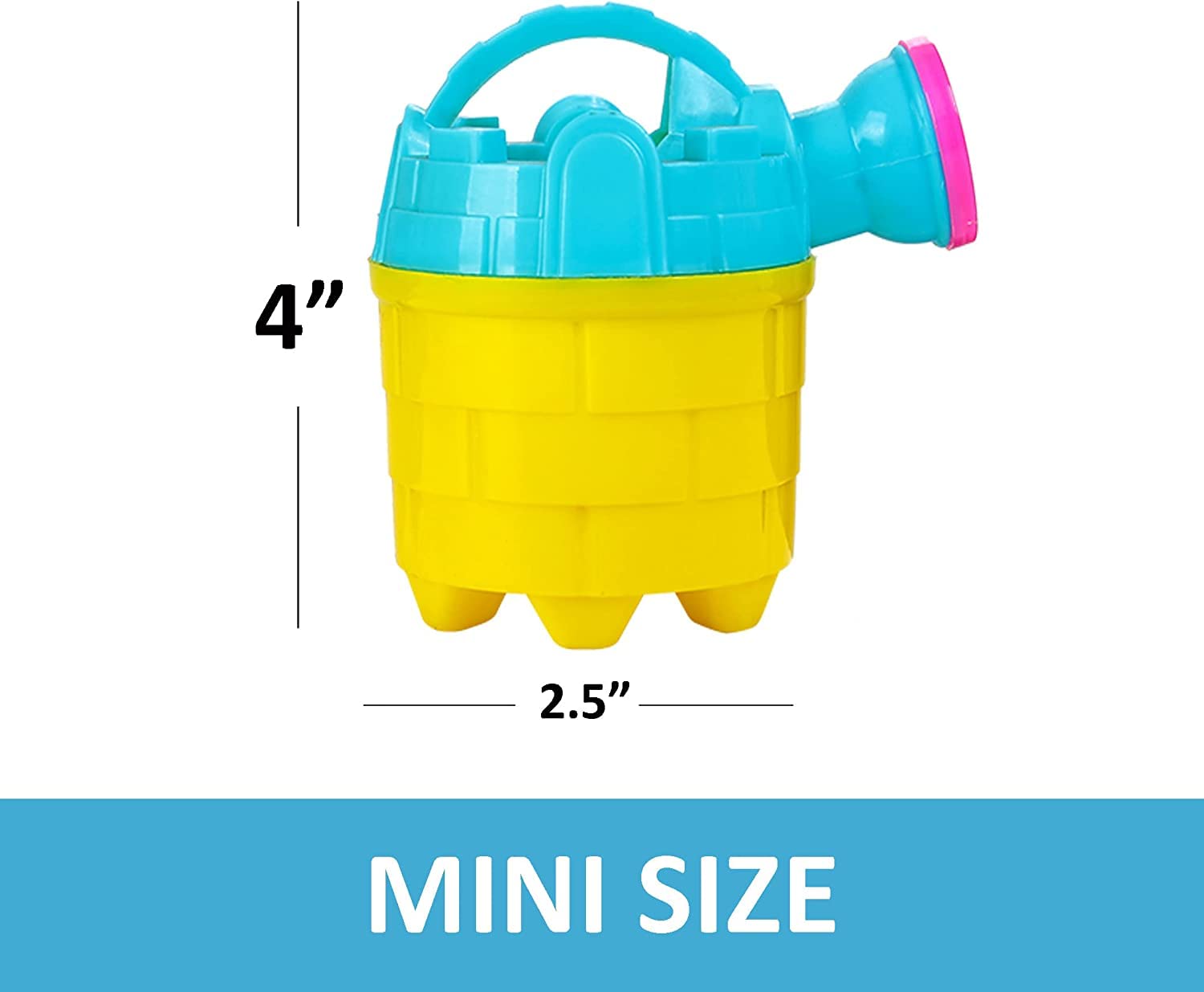 4E's Novelty Kids Watering Cans Bulk (Mini) 6 Pack, 4.5 Inch Plastic - Gardening Planting Tools for Kids & Toddlers, Beach Party Favors Gifts, Bulk Sand Toys, Easter Basket Stuffers