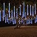 MAOYUE Meteor Shower Lights, 16 Tubes 640 LED Icicle Lights Outdoor Christmas Decorations, Waterproof Cascading Lights for Wedding Christmas Tree Decoration,Blue