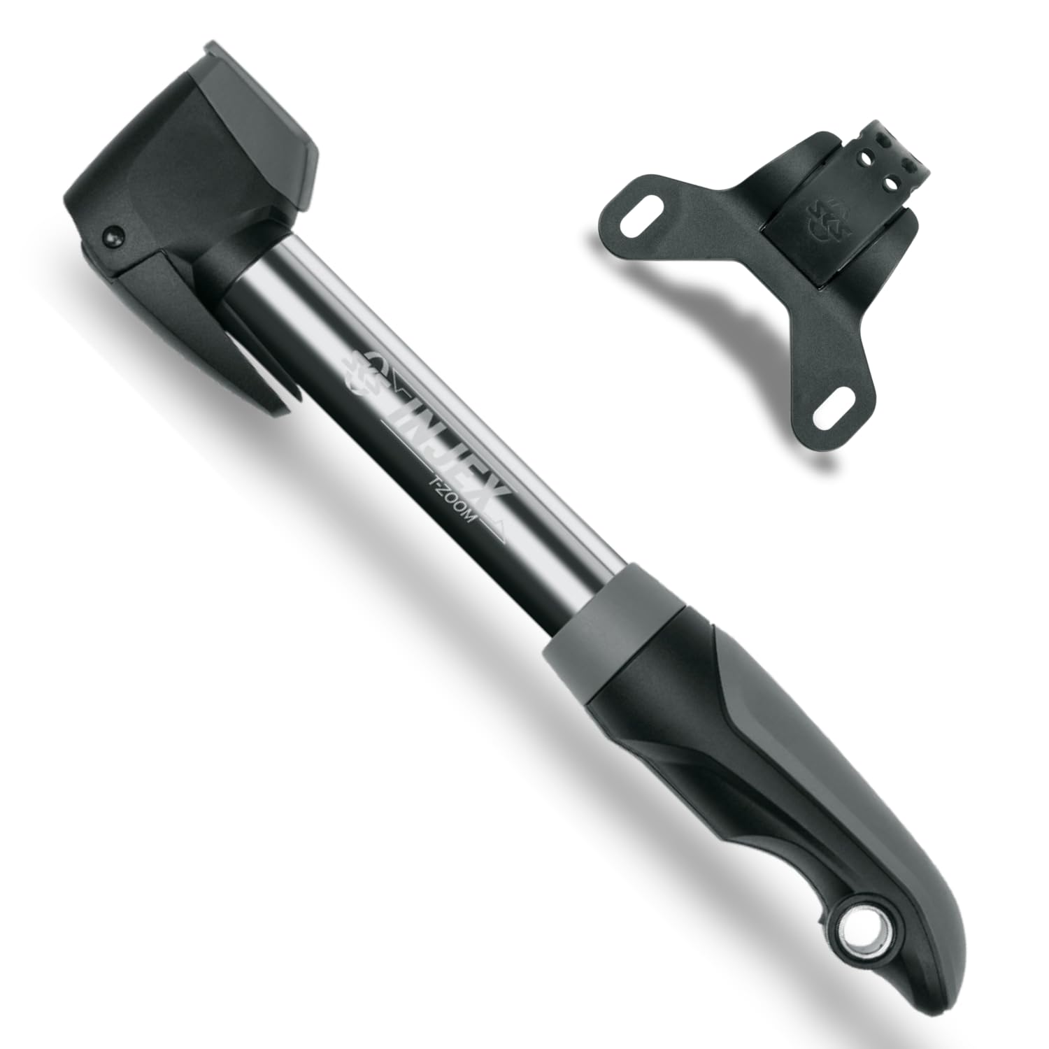 SKS GERMANY INJEX T-ZOOM mini pump (air pump for all valve types, T-handle with telescopic function, high-pressure stage, valve clamp lever, max. pressure: 10 bar/144 PSI)
