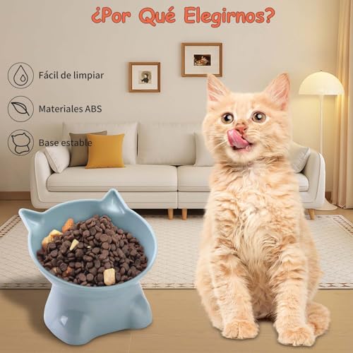 XJZWHN 2 Pcs Platos para Gato, Cuenco Elevados para Gato con 15° Inclinación Diseño Ergonómico, Proteger la Columna Cervical, Inclinable Tazón para Gatos, Cachorro