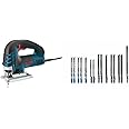 Bosch Power - JS470E Corded Top-Handle Jigsaw - 120V Low-Vibration, Variable Speed For Smooth Cutting on Wood & on Steel For Countertop & BOSCH T-Shank Wood, Metal Cutting Jig Saw Blade Set