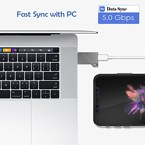 USB C to USB 3.0 Adapter, Acessorz Zinc Alloy Mini Hi-speed USB C 3.0 Female (Type-C) to USB A Male (Type-A) Fast Charging Sync Connector OTG Adapter for Laptop / Wall Car Charger with USB A Interface - Thumbnail 3