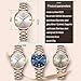 Female Watches for Women Swiss Quartz Movement Stainless Steel Rose Gold Luxury Ladies Wrist Watch Waterproof Blue face Dial Watch Set for Women